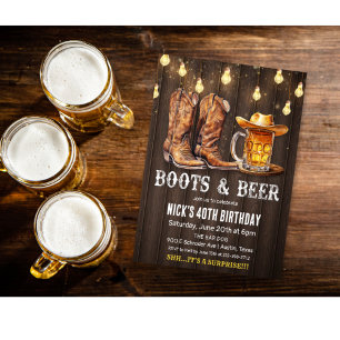 ALLE LEEFTIJDEN - Laarzen en Bier Verjaardagsuitno Kaart