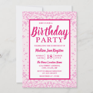 Alle leeftijdscategorieën Roze Glitter Border Girl Kaart