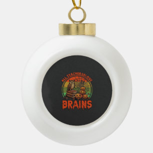 Alle leraren houden van hersenen Halloween pompoen Keramische Bal Ornament