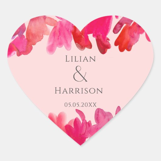 Alle liefdesWaterverf Roze Hart Sticker (Voorkant)