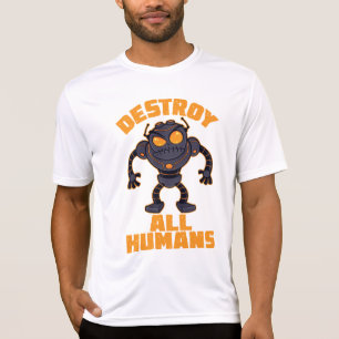 Alle mensen vernietigen Angry Robot T-shirt