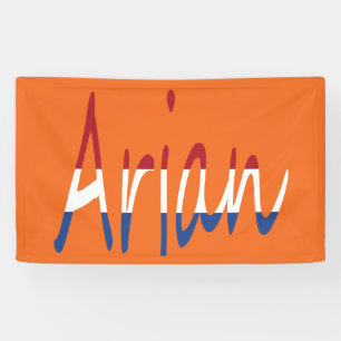 Alle namen die op de NLD-vlag op of achter de vlag Spandoek