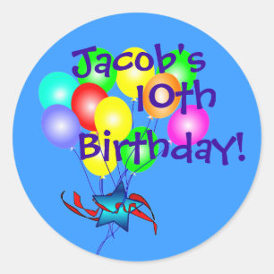 Alle namen en leeftijden van de Birthday-ballonnen Ronde Sticker