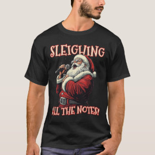 Alle noten van kerstman kerst muziek Sant verslaan T-shirt