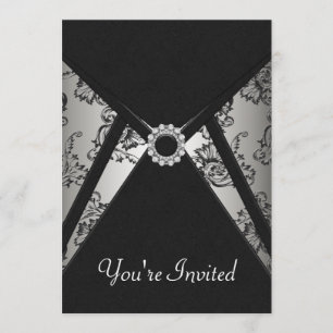 Alle Occasion Black Damask Invitation Sjabloon Kaart