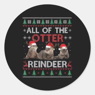 Alle Otter Reindeer Kerstmis Ugly Sweater Ronde Sticker