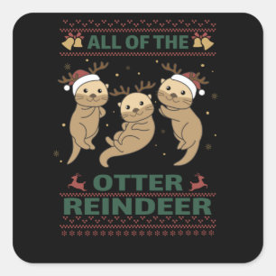 Alle Otter Reindeer Sweet kerstotter Vierkante Sticker
