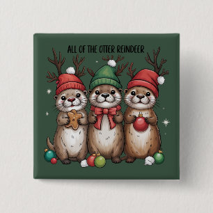 Alle Otter Rendier Kerstmis Dier Winter Vierkante Button 5,1 Cm
