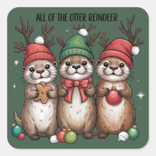 Alle Otter Rendier Kerstmis Dier Winter Vierkante Sticker