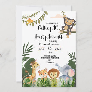 Alle Party Animals Safari baby shower bellen Kaart