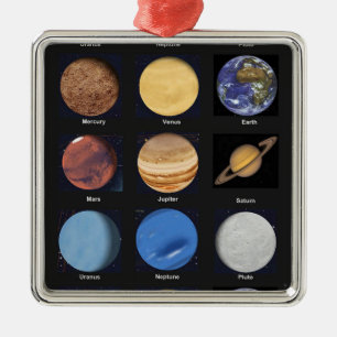 Alle Planeten Wetenschapsfoto's met namen Metalen Ornament