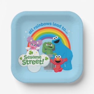 Alle regenbogen leiden naar Sesamstraat Papieren Bordje