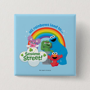 Alle regenbogen leiden naar Sesamstraat Vierkante Button 5,1 Cm