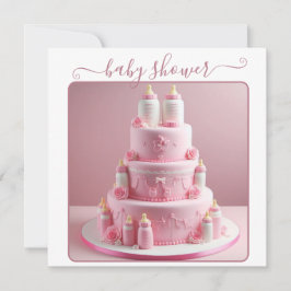 ALLE ROZE BABY SHOWER TAART MET BABYFLASEN KAART