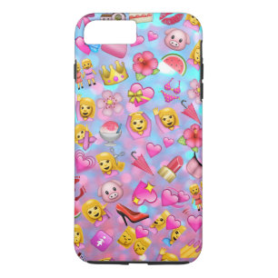 Alle Roze Meisjes Emoji Collage Patroon iPhone 8 Plus / 7 Plus Hoesje