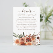 Alle Seizoenen Goddelijke Boho Bloemen Trouwdetail Informatiekaartje (Staand voorkant)