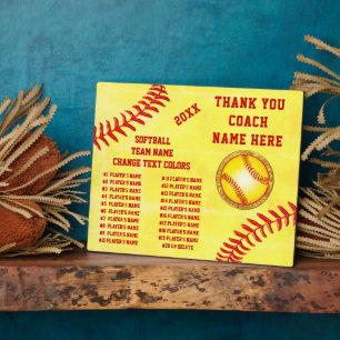 Alle spelers noemen Aangepast, Softball Coach Plaq Fotoplaat