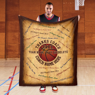 ALLE spelersnamen op cadeaus voor basketbalcoaches Fleece Deken