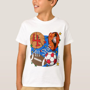Alle Star 4th Birthday-overhemden en cadeautjes T-shirt