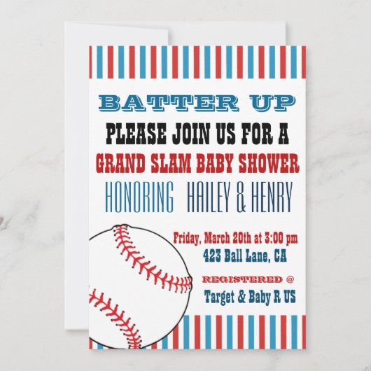 Alle Star Baseball Baby Shower Invitaties Kaart (Voorkant)