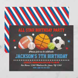 Alle Star Birthday Uitnodiging voor jongens