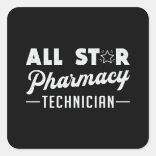 Alle Star Pharmacy Technical Medicinal Vierkante Sticker