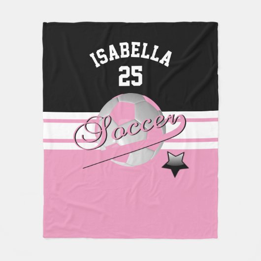 Alle Star Soccer | Roze Fleece Deken (Voorkant)