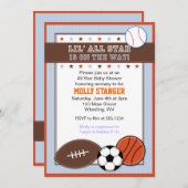 Alle Star Sport Baby shower Uitnodiging (Voorkant / Achterkant)
