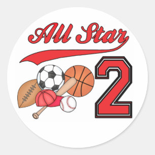Alle Star Sports 2e verjaardag Ronde Sticker