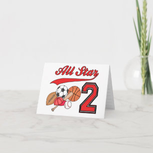 Alle Star Sports 2nd Birthday Fill-In Uitnodiginge Bedankkaart