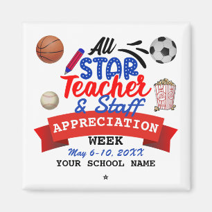 Alle Star Teacher Appreciance Week School Name Magneet