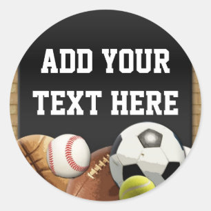 Alle Ster Sport Ballen Gepersonaliseerde Naam Jong Ronde Sticker