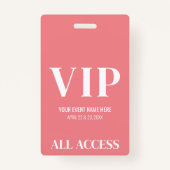 Alle toegang Girly Pink Simple VIP Event Badge (Voorkant)