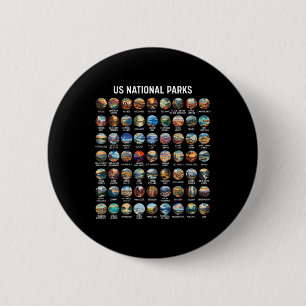 Alle Us Nationale Park Checklist Emmerlijst Van Na Ronde Button 5,7 Cm