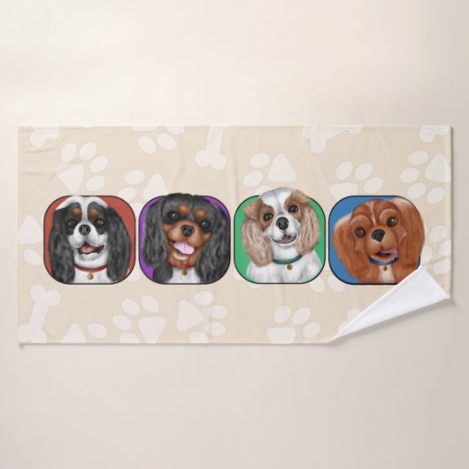 Alle vier Cavalier King Charles, Cute   Badhanddoek (Badhanddoek)