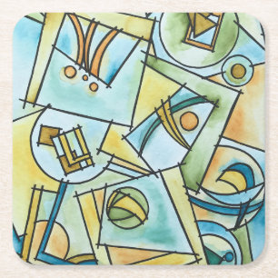 Alle vormen en maten - moderne geometrische kunst vierkante kartonnen onderzetter