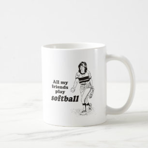 Alle vrienden van mij spelen softbal koffiemok