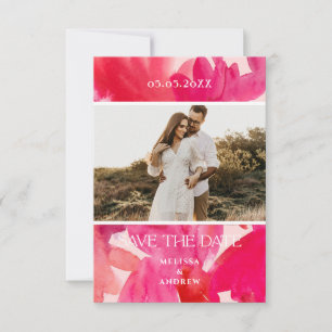 Alle Waterverf Liefde Roze Foto opslaan Datum Save The Date