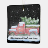 Alle wegen leiden naar huis met pick-up truck keramisch ornament (Links)