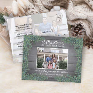 Alle wegen leiden naar huis Nieuw adres Kerstmis 2 Feestdagenkaart