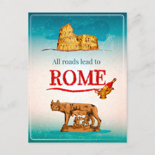 Alle wegen leiden naar Rome Italië, reisvakantie Briefkaart