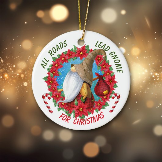 Alle wegen leiden voor kerstmis keramisch ornament