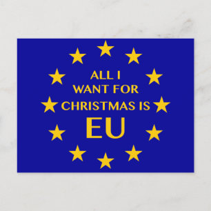 Alle wil ik want Kerstmis de EU is. Het Briefkaart