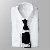 Alle zwarte stukken, één wit, schaakstukken stropdas (Gebonden)