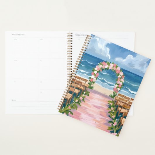 Allée de mariage de plage aquarelle florale (Devant avec enveloppe)