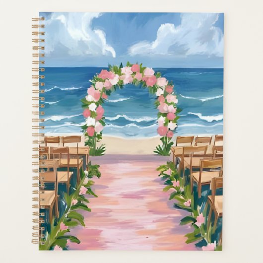 Allée de mariage de plage aquarelle florale (Devant)
