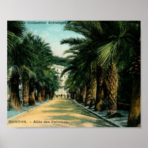 Allee des Pamiers, Menton, Franse Vintage Poster