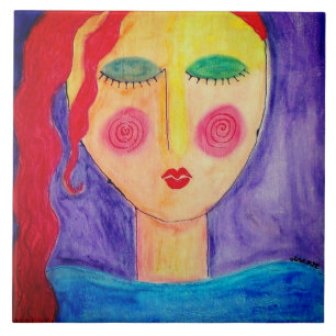 Alleen Abstract Portret van een Vrouw Tegeltje