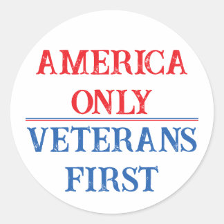Alleen Amerika Veteranen Eerst - Versie 01 Ronde Sticker
