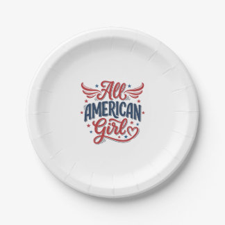 Alleen Amerikaans Meisje Patriottisch Vintage Vect Papieren Bordje